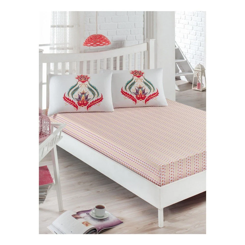 Set bílého elastického prostěradla a 2 povlaků na polštáře na dvoulůžko Poppy, 160 x 200 cm v:1117564
