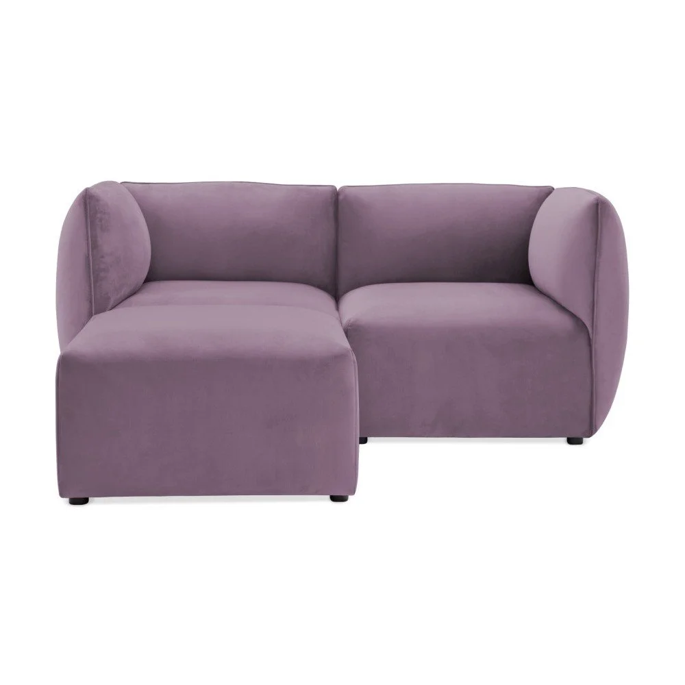 Lila fialová dvoumístná modulová pohovka s podnožkou Vivonita Velvet Cube v:953596