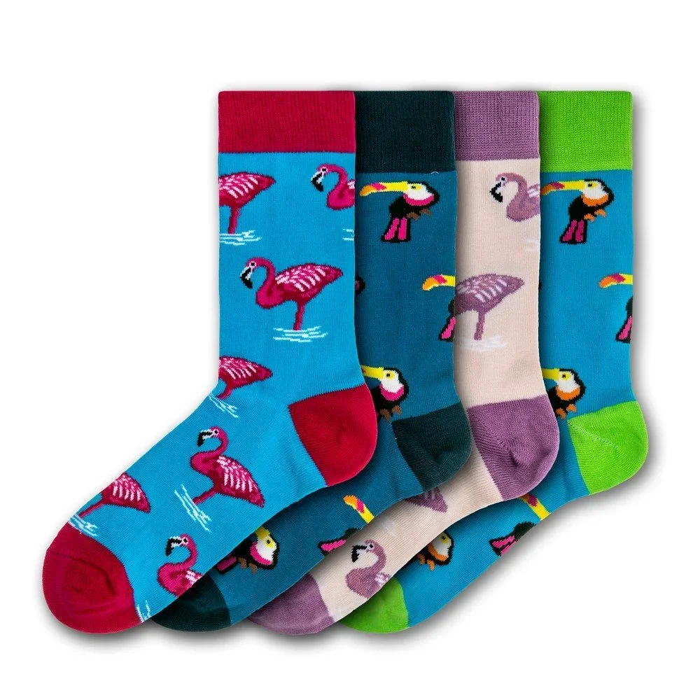 Sada 4 párů barevných ponožek Funky Steps Flamingos and Toucas, velikost 35 v:1334096