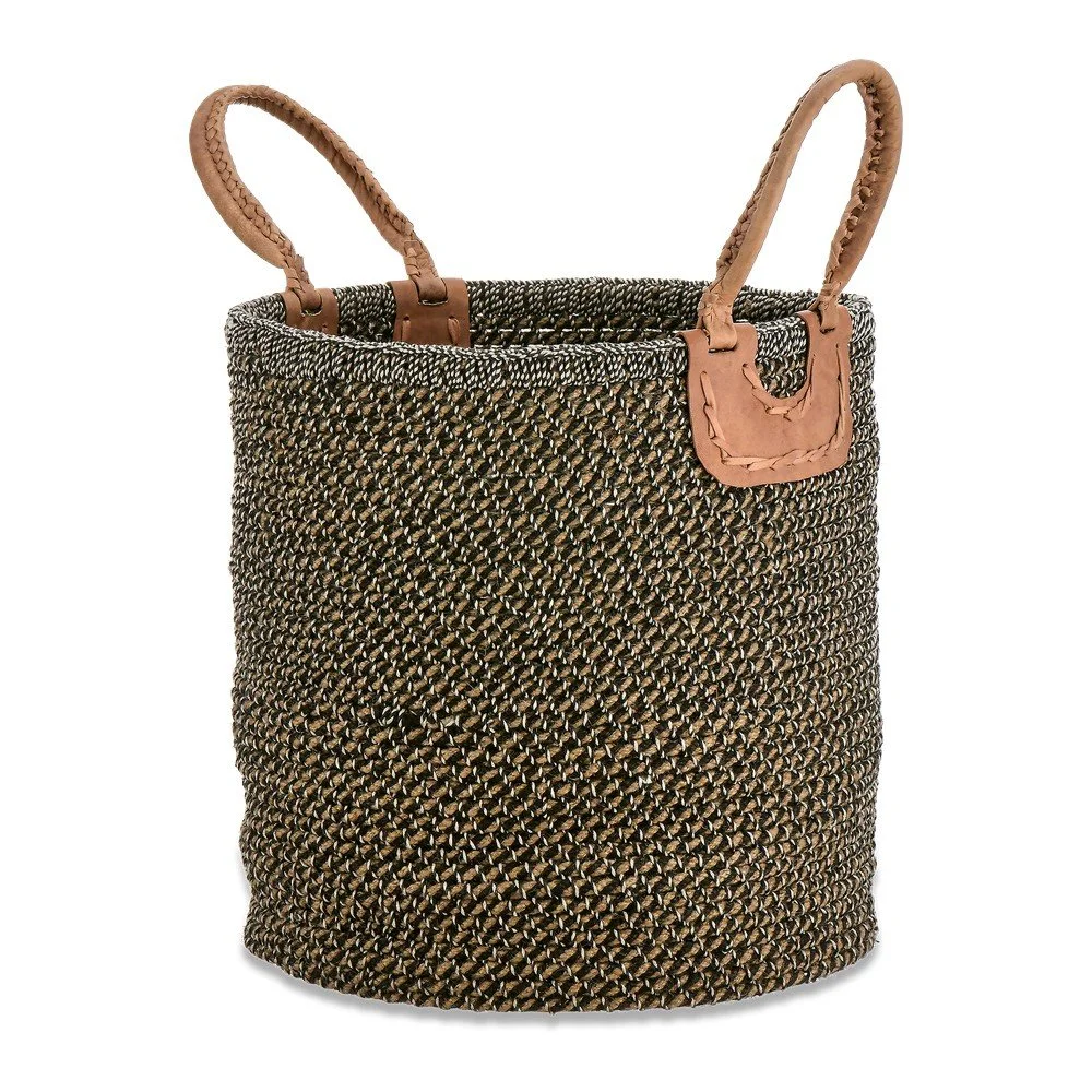 Tmavý úložný košík z mořské trávy Nkuku Indra, ø 38 cm v:1383483