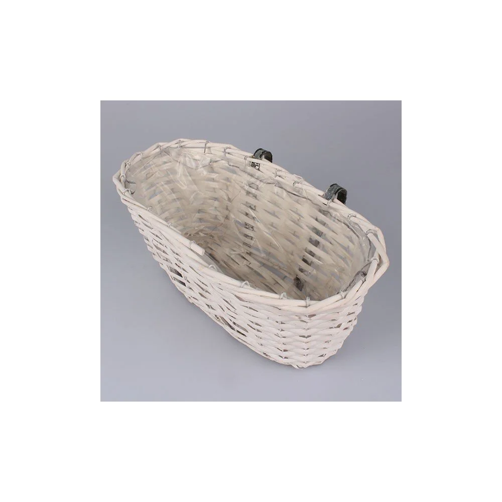 Bílý oválný závěsný truhlík z vrbového proutí Dakls, délka 43 cm v:845958