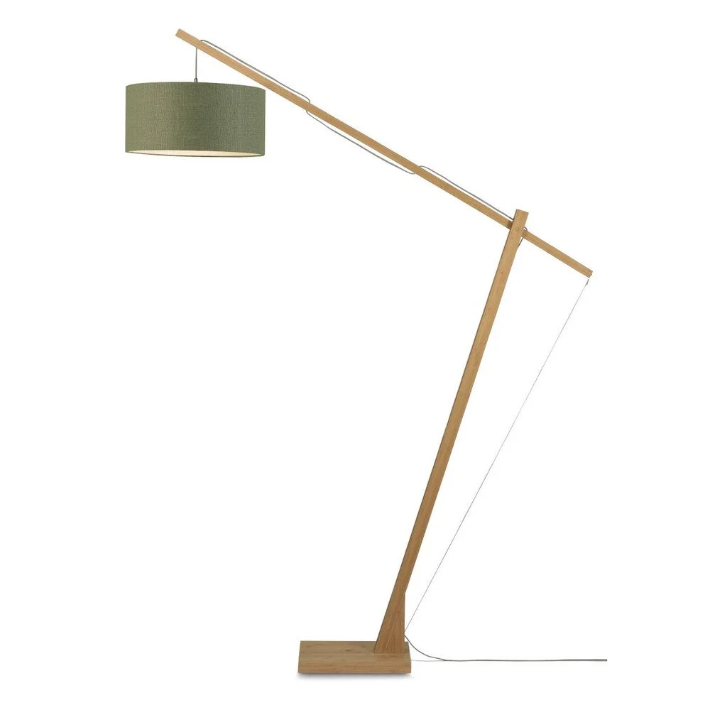 Stojací lampa s tmavě zeleným stínidlem a konstrukcí z bambusu Good&Mojo Montblanc v:1262538
