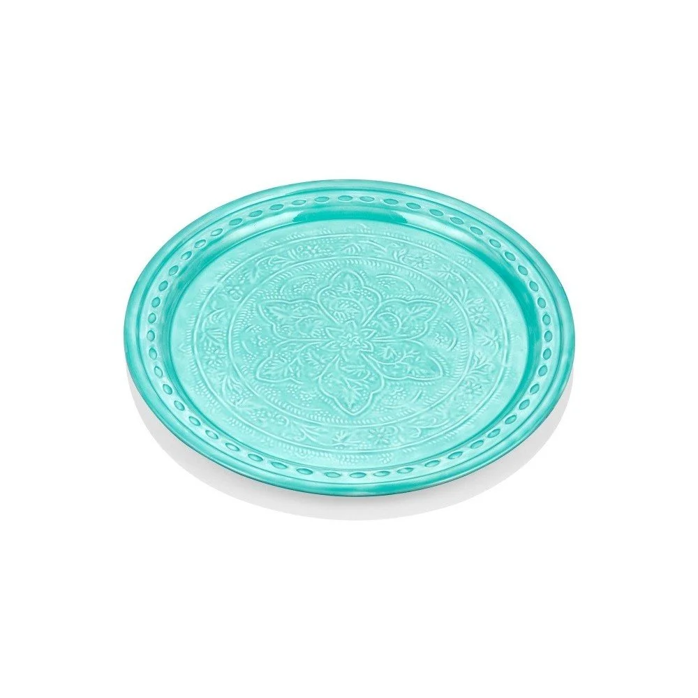 Tyrkysový ručně kovaný servírovací talíř The Mia Duggal, ⌀ 48 cm v:1150680