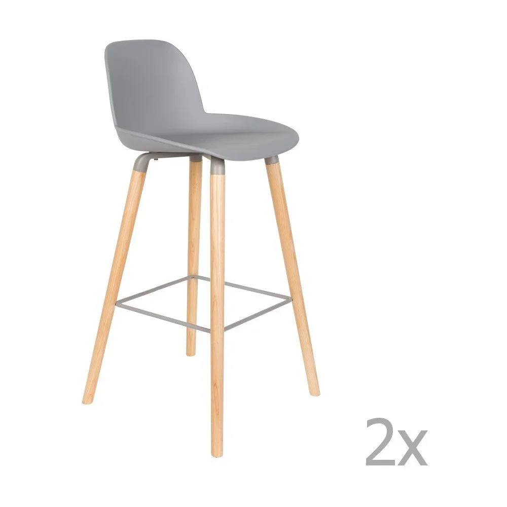 Sada 2 světle šedých barových židlí Zuiver Albert Kuip, výška sedu 75 cm v:948120