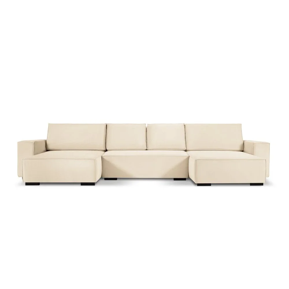 Béžová manšestrová rozkládací pohovka do „U“ Mazzini Sofas Azalea v:1412759
