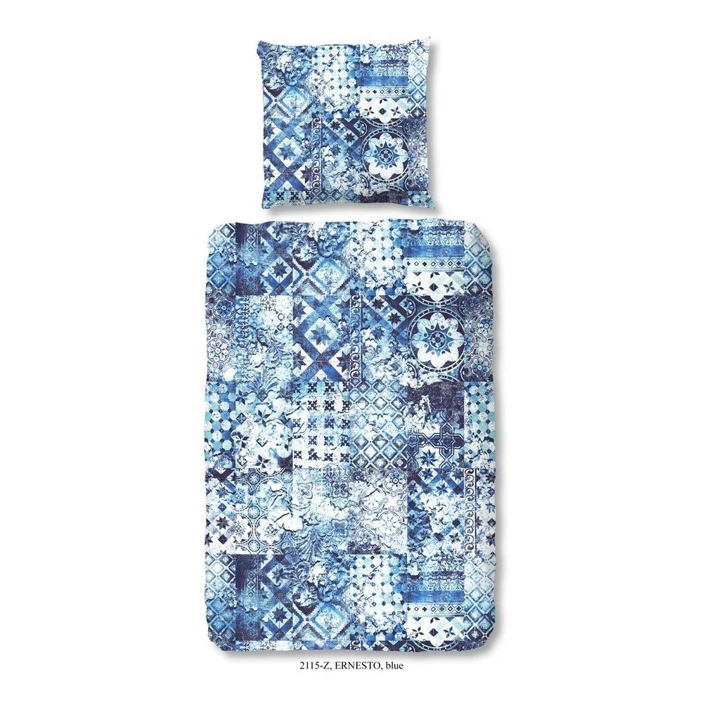 Povlečení na dvoulůžko z bavlněného saténu zouzou Ernesto Blue, 200 x 200 cm v:1250516