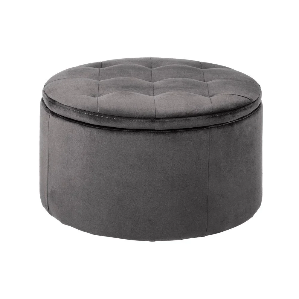 Šedý sametový puf Actona Retina, ⌀ 60 cm v:1355869