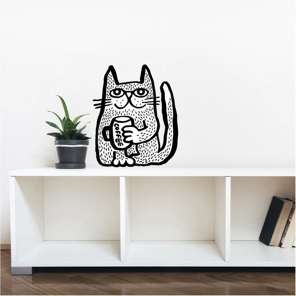 Nástěnná samolepka Coffee Cat, 26c31 cm v:694836
