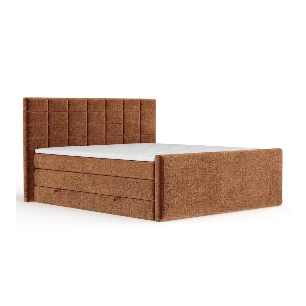 Oranžová boxspring postel s úložným prostorem 160x200 cm Ava – Maison de Rêve v:1820216