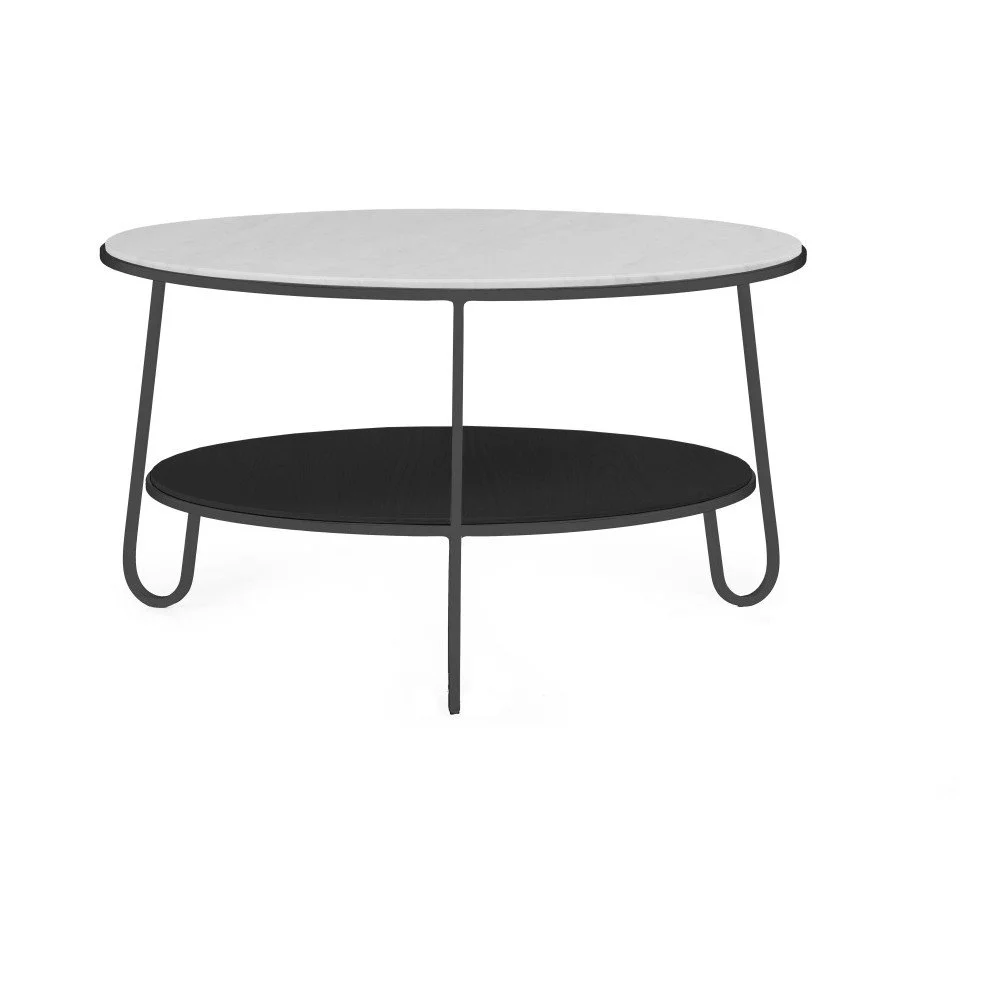 Šedý konferenční stolek s mramorovou deskou HARTÔ Eugénie, ⌀ 70 cm v:1066680