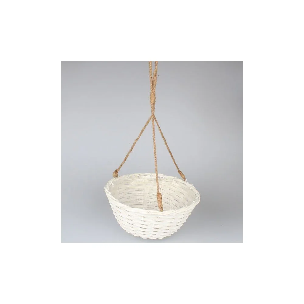 Bílý závěsný květináč z vrbového proutí Dakls, ⌀ 25 cm v:845722