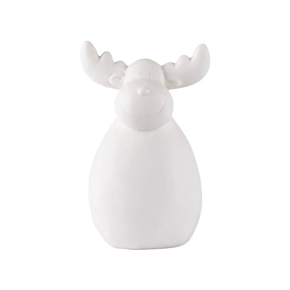 Dekorativní bílá keramická soška KJ Collection Reindeer Ceramic White, 19,5 cm v:918534