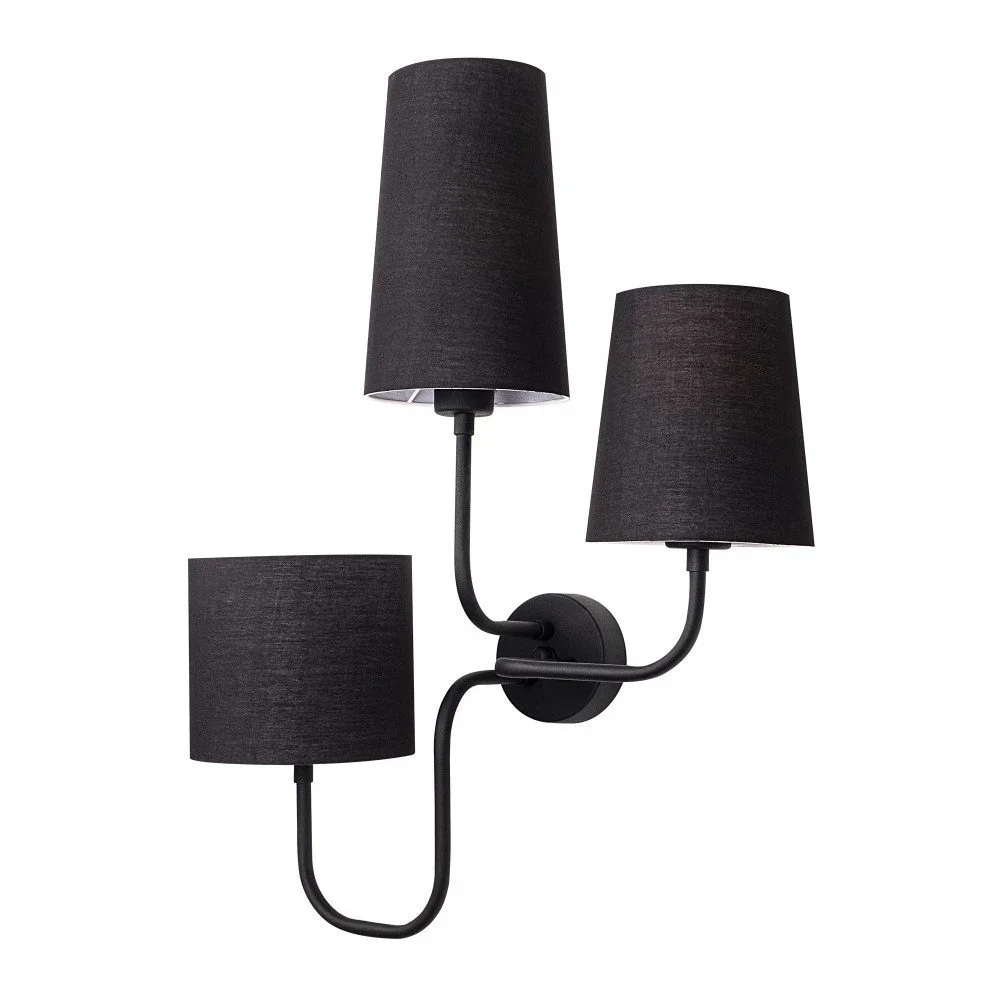 Černé kovové nástěnné svítidlo s černými stínidly Opviq lights Eleni v:1301104