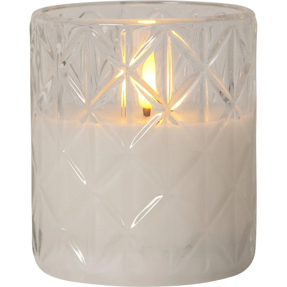 Bílá LED vosková svíčka ve skle Star Trading Flamme Romb, výška 10 cm v:1436825 Bílá LED vosková svíčka ve skle Star Trading Flamme Romb, výška 10 cm v:1436825