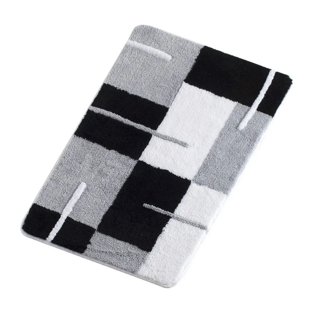 Šedá koupelnová předložka Verge Bath Mat Check, 60 x 100 cm v:1156368