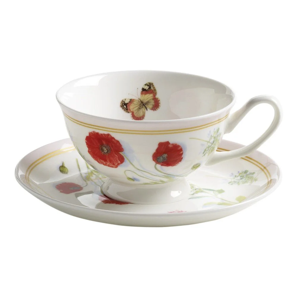 Šálek s podšálkem z kostního porcelánu Maxwell & Williams Butterfly Garden Rosa, 210 ml v:1029992