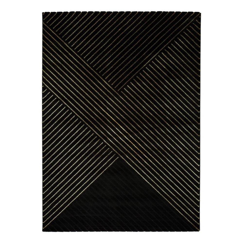 Černý koberec Universal Gold Stripes, 160 x 230 cm v:1339297
