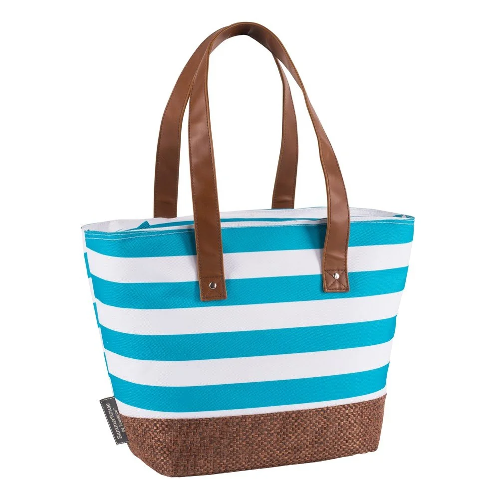 Pruhovaná izolační taška přes rameno Navigate Tote Aqua, 15 l v:1328690