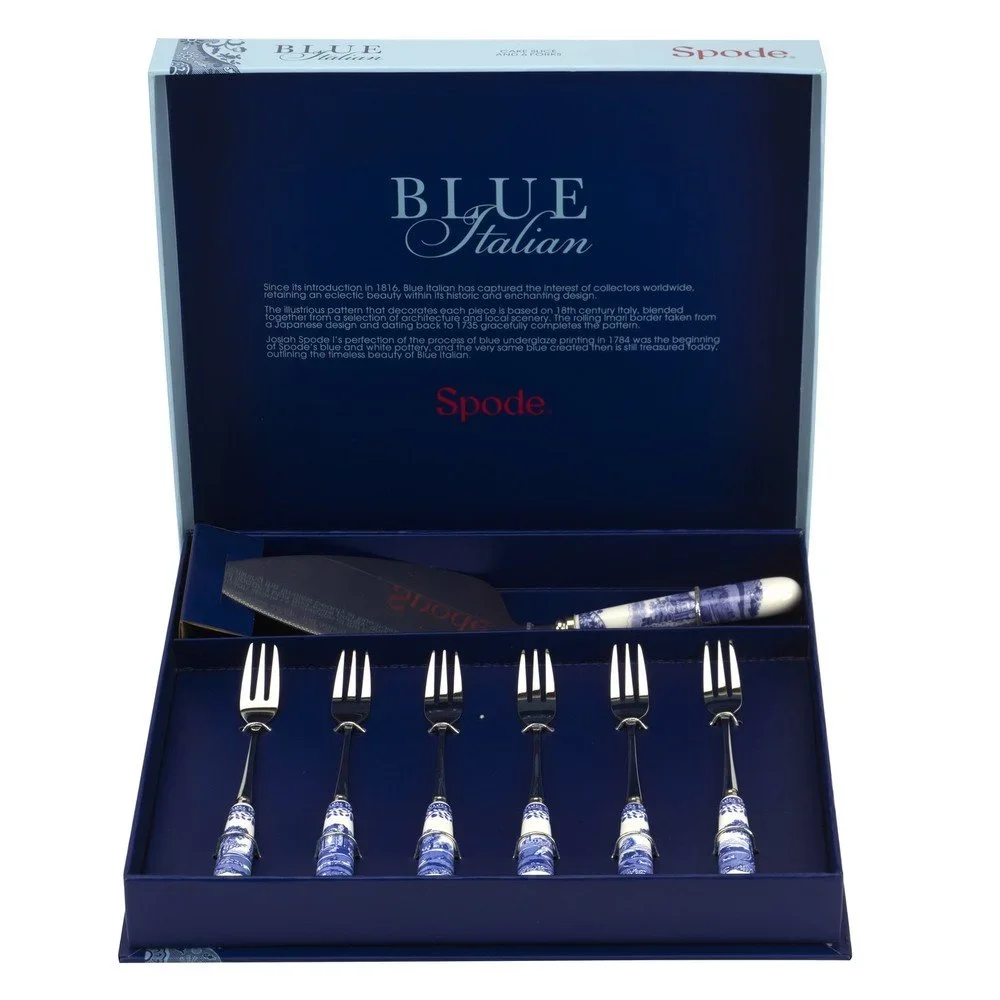 7dílná sada dezertních příborů s porcelánovou rukojetí Spode Blue Italian v:1206826