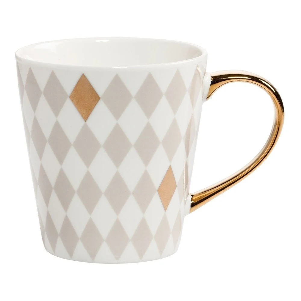 Šedý porcelánový hrnek s potiskem z pravého zlata Maxwell & Williams Aurora Diamond, 340 ml v:1029970
