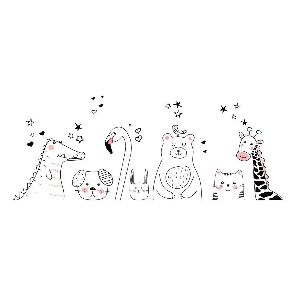 Dětská nástěnná samolepka Ambiance Night Watch Animals, 90 x 60 cm v:1435771