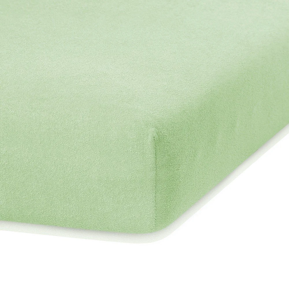 Světle zelené elastické prostěradlo s vysokým podílem bavlny AmeliaHome Ruby, 160/180 x 200 cm v:1279384