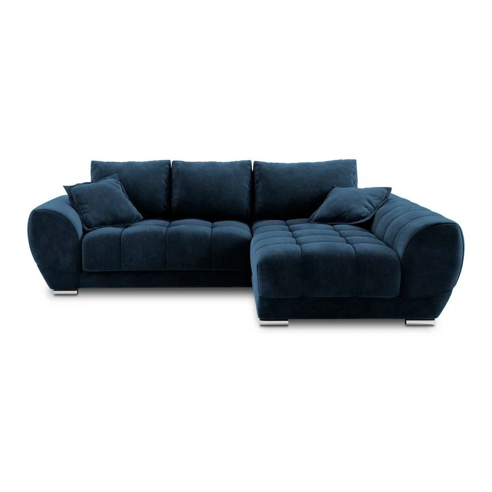 Královsky modrá rozkládací rohová pohovka se sametovým potahem Windsor & Co Sofas Nuage, pravý roh v:1299336