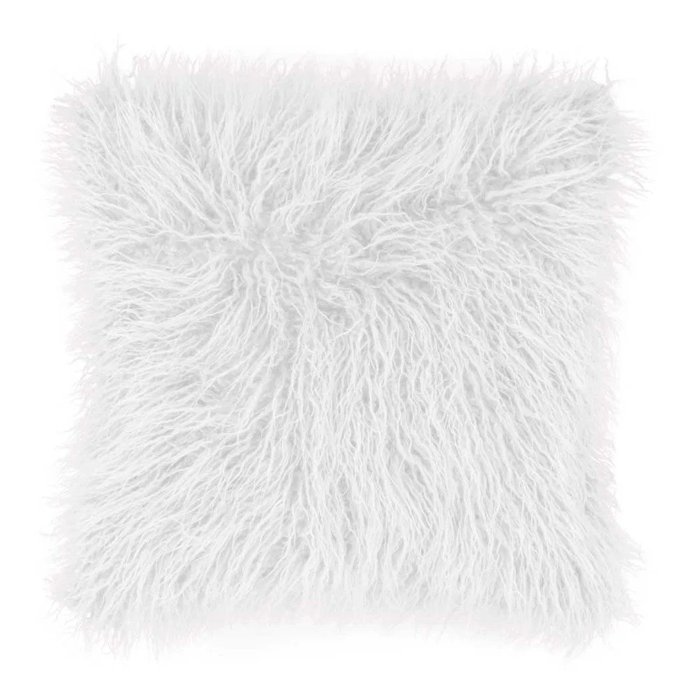 Bílý chlupatý polštář Tiseco Home Studio Mohair, 45 x 45 cm v:1281198