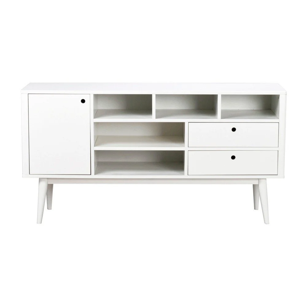 Bílá komoda v dubovém dekoru s bílými nohami Folke Vienna, délka 150 cm v:795036