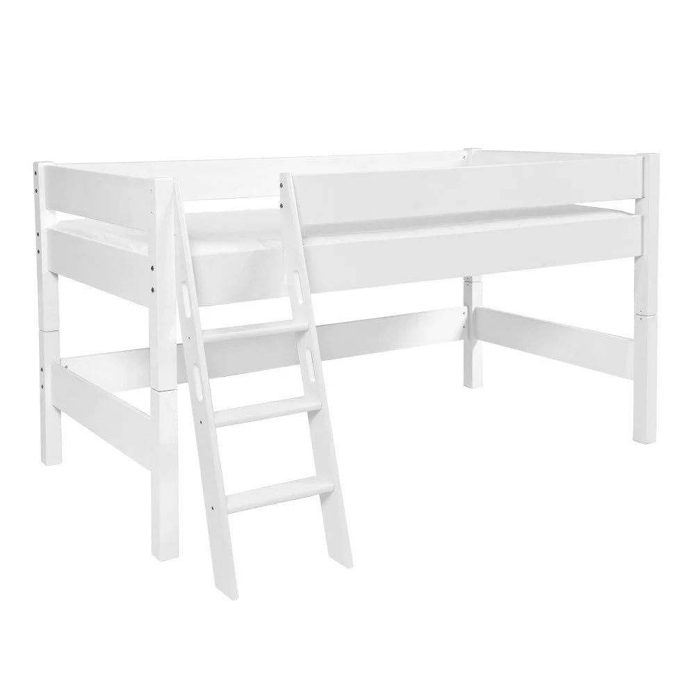 Bílá dětská patrová postel z masivního bukového dřeva Mobi furniture Nik, 200 x 90 cm v:992206