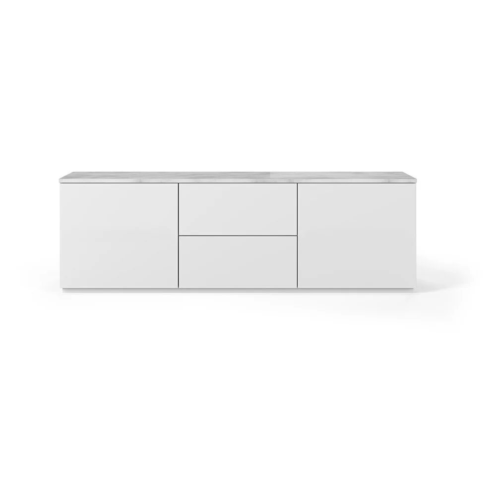Bílý TV stolek s deskou v mramorovém dekoru TemaHome Join, 180 x 57 cm v:1283050