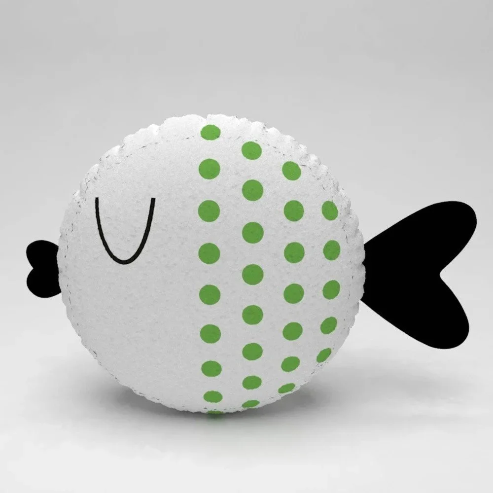 Bílý polštářek se zelenými puntíky Fishie v:1052718
