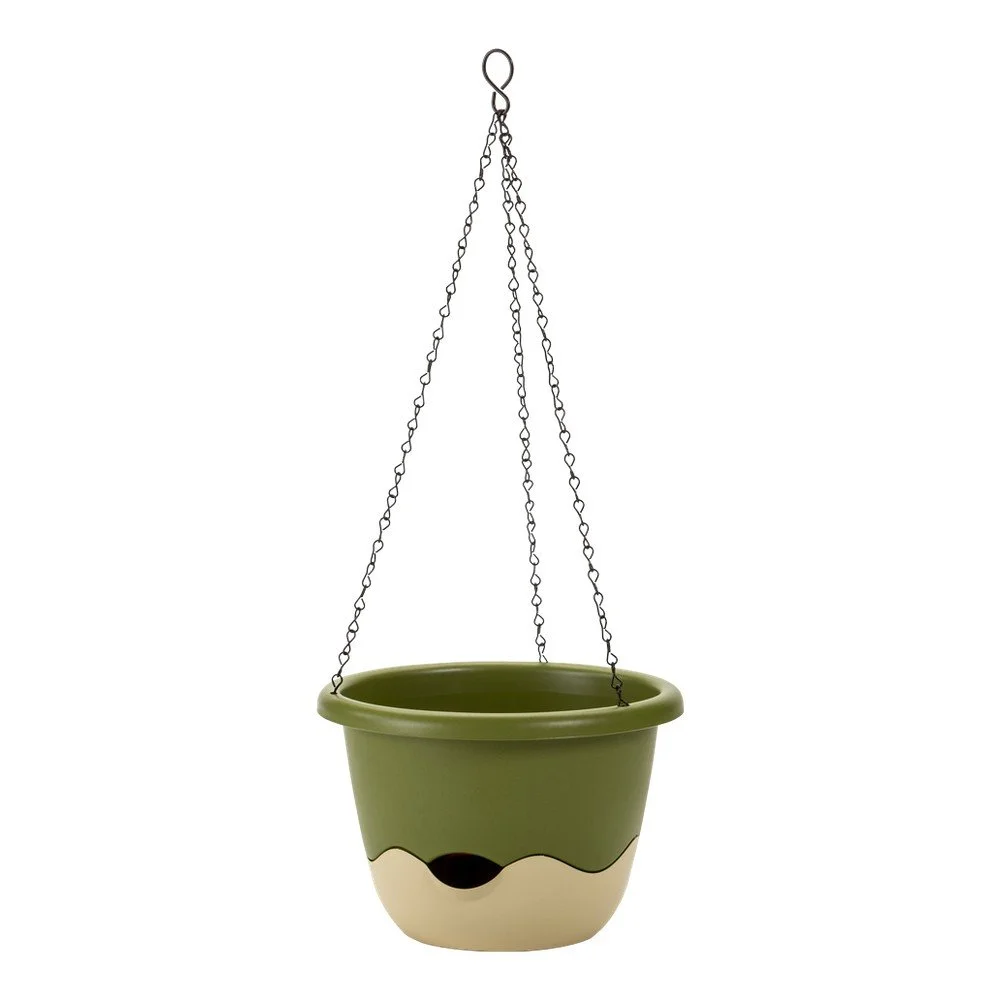 Zeleno-bílý samozavlažovací květináč vhodný k zavěšení Plastia Mareta, délka 25 cm v:1222332