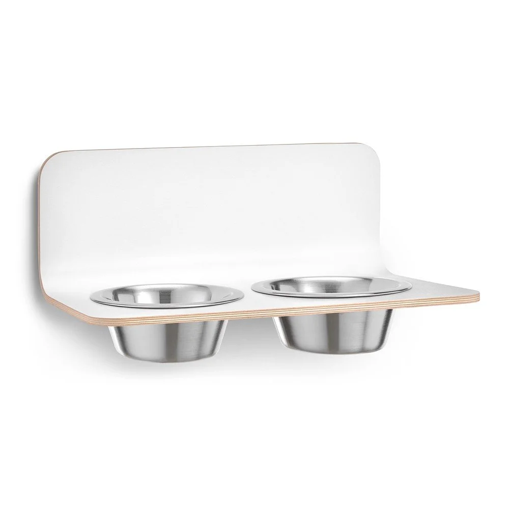 Set nástěnných misek s podstavcem pro psa Arco HPL White M – MiaCara v:1675976