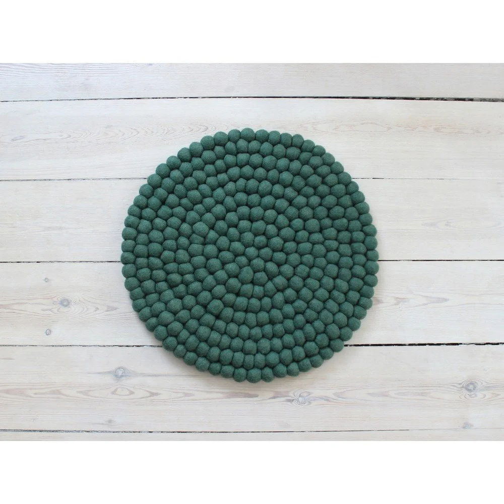Tmavě zelený kuličkový vlněný podsedák Wooldot Ball Chair Pad, ⌀ 39 cm v:1341051