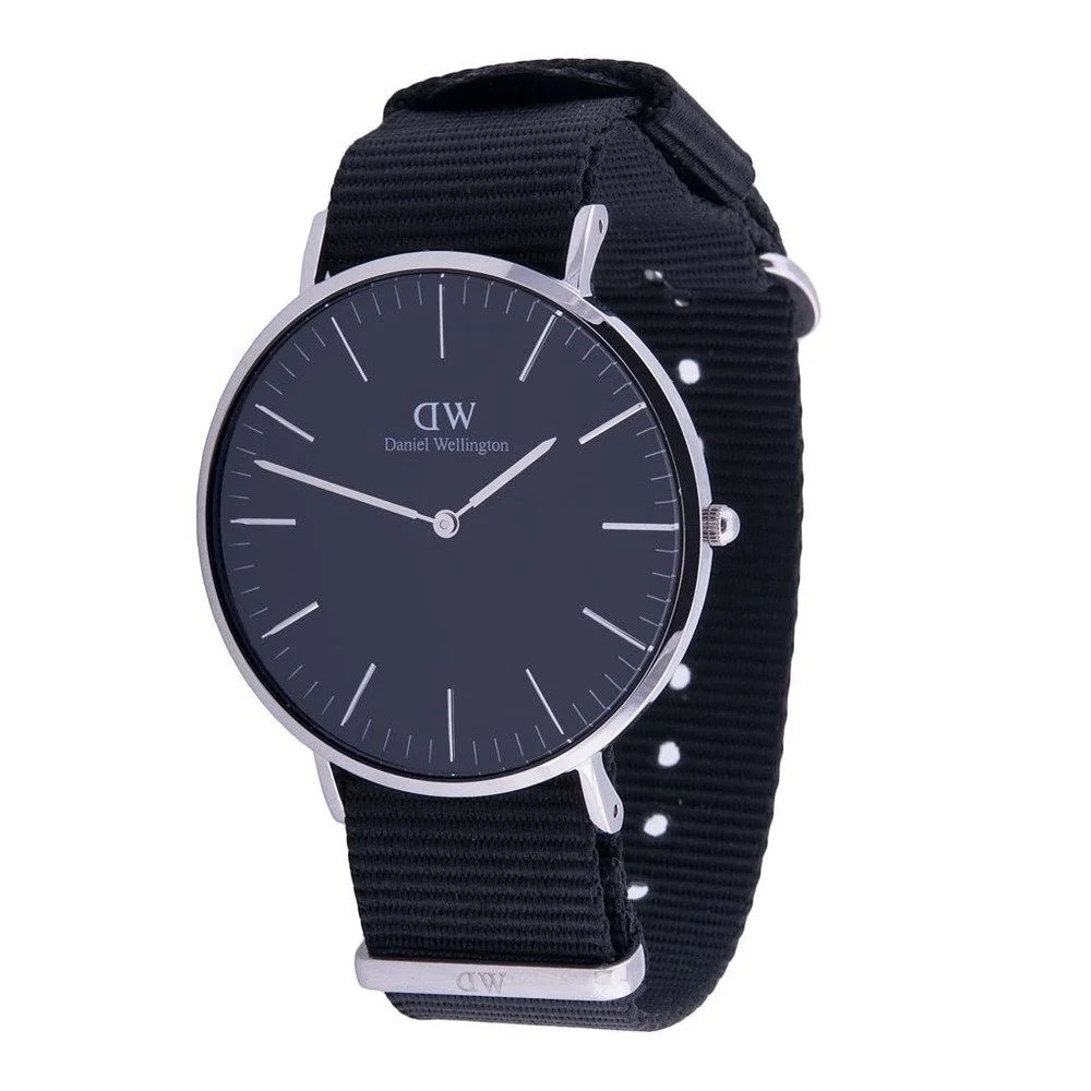 Unisex hodinky s černým páskem Daniel Cornwall Silver, ⌀ 40 mm v:902830