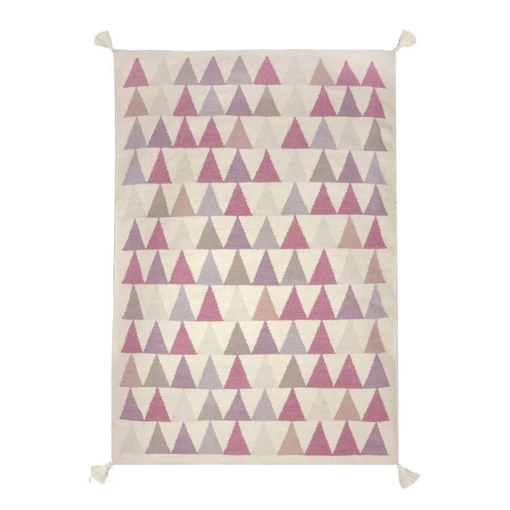 Ručně tkaný vlněný koberec s růžovými detaily Art For Kids Triangles, 110 x 160 cm v:825992