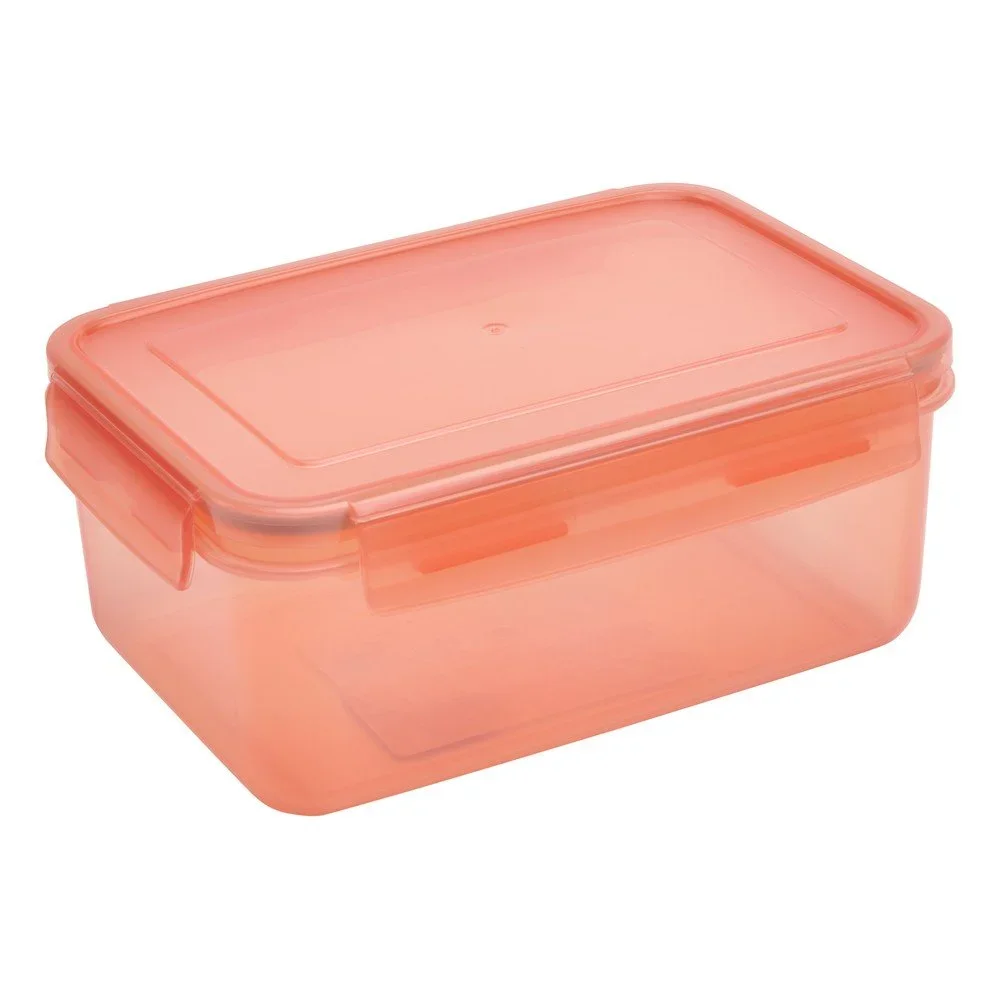 Oranžová dóza s víkem na jídlo Addis Clip And Close Rectangular Coral, 2 l v:1331022