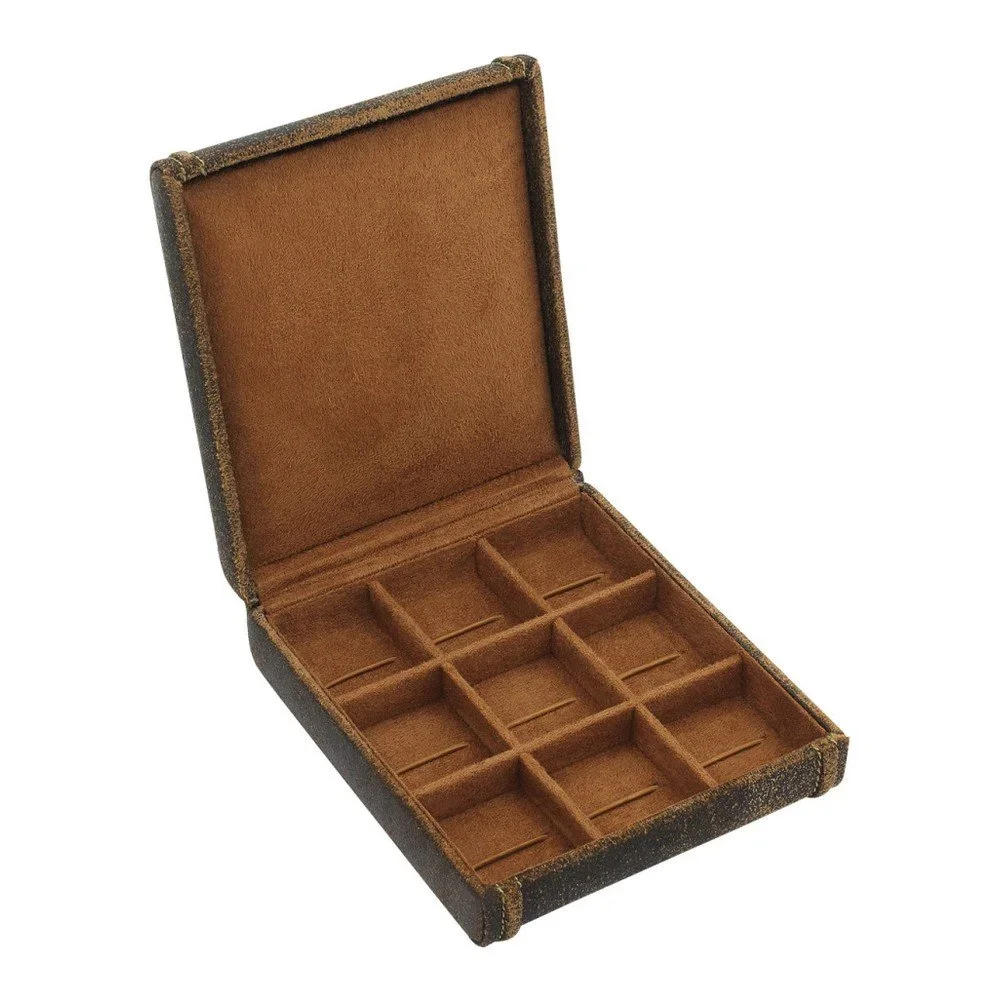 Hnědá kožená etuje na manžetové knoflíčky Friedrich Lederwaren Cubano v:917196