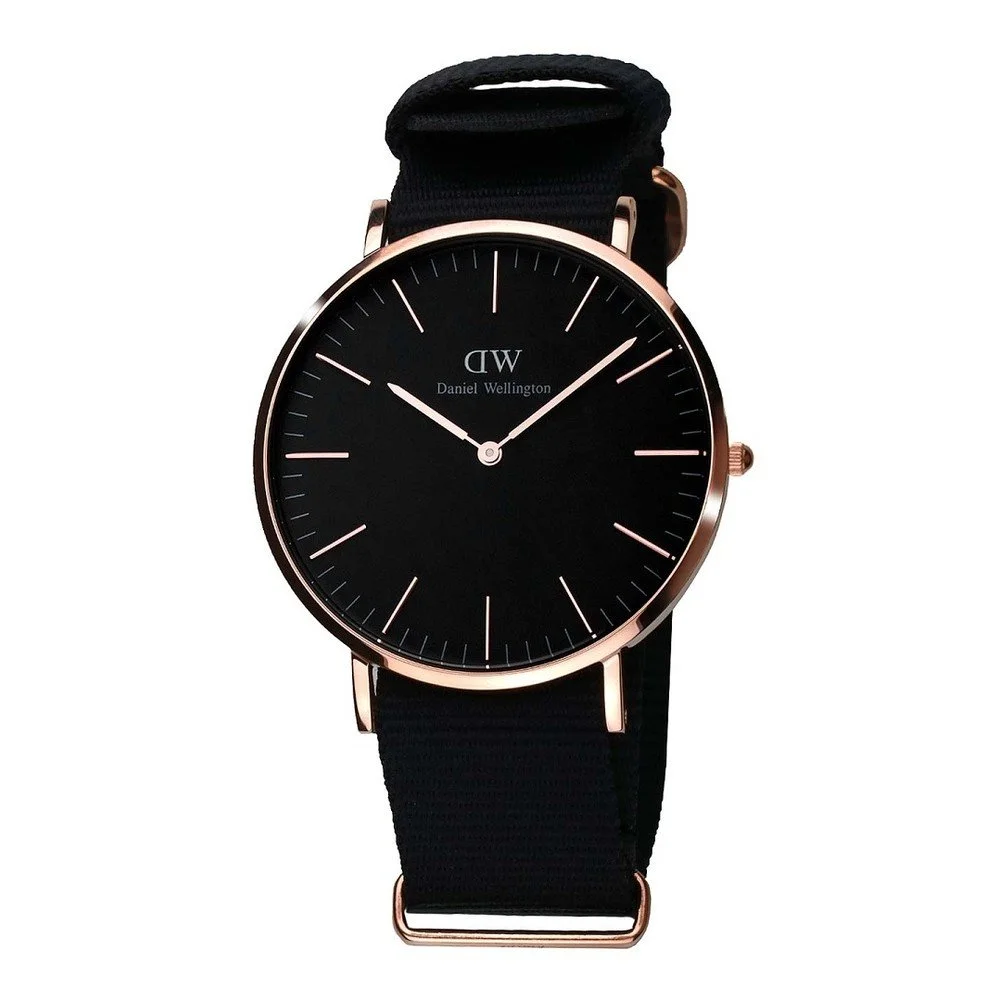 Hodinky s nylonovým řemínkem s detaily růžovozlaté barvy Daniel Wellington Deedee v:856324