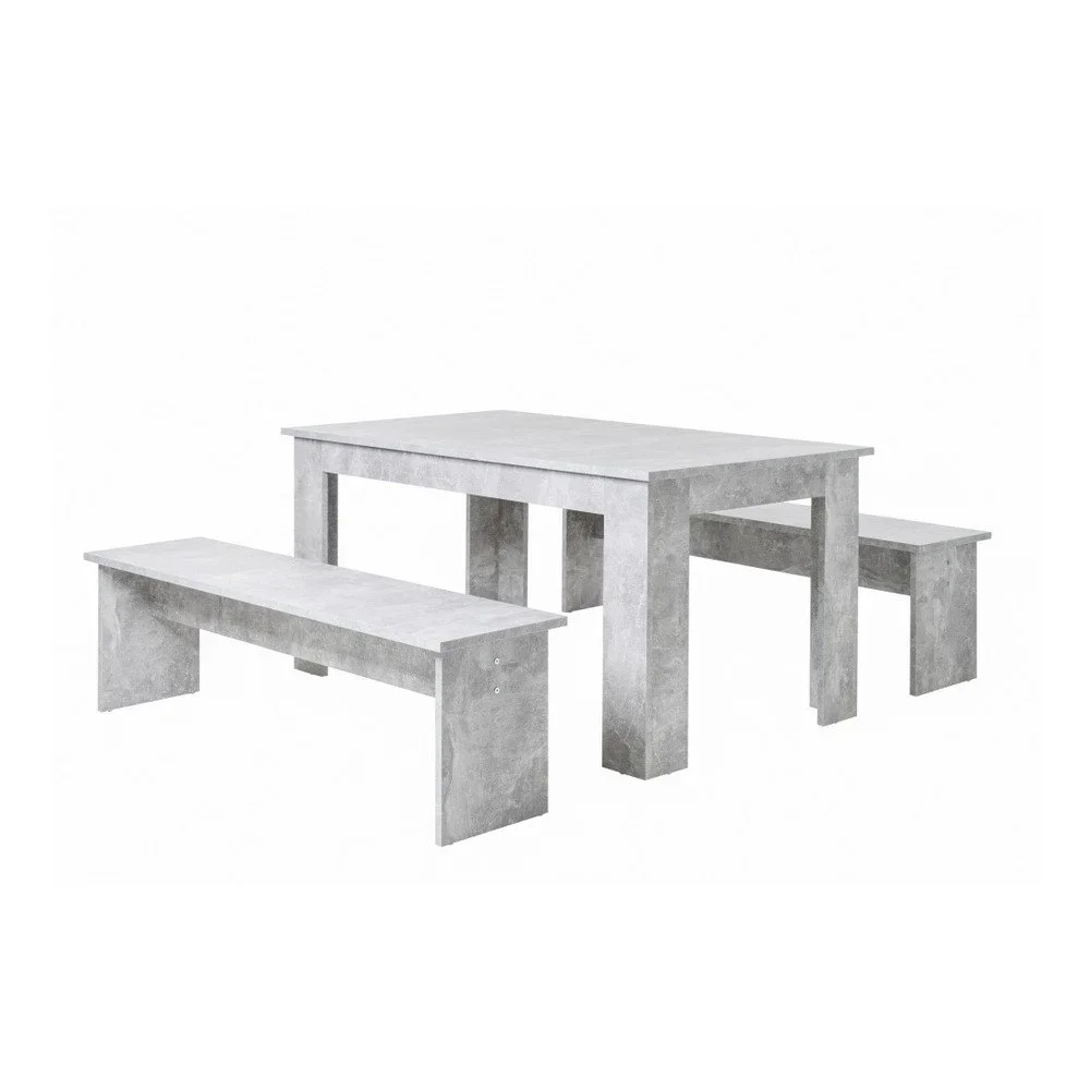 Set jídelního stolu a 2 lavic ve betonovém dekoru Intertrade Munich, 90 x 160 cm v:979258