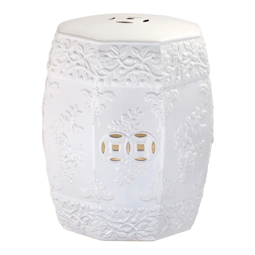 Bílý keramický stolek vhodný do exteriéru Safavieh Taj Mahal, ø 38 cm v:1282362