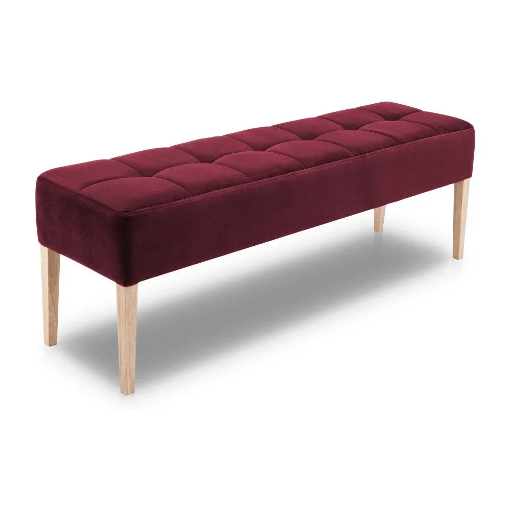Tmavě vínová lavice s dubovými nohami Mossø Hattu, délka 172 cm v:1146466