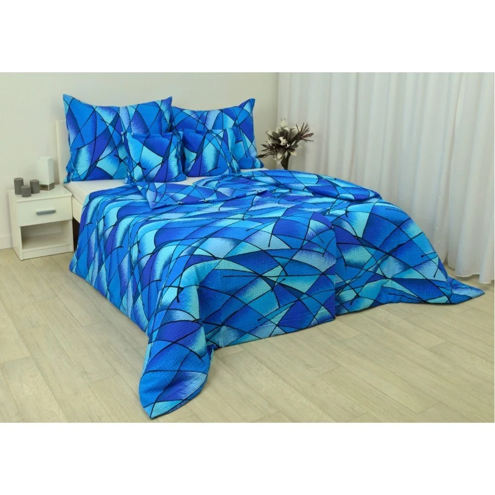 Modré krepové prodloužené povlečení na dvoulůžko 200x220 cm Rainbow v:1544646
