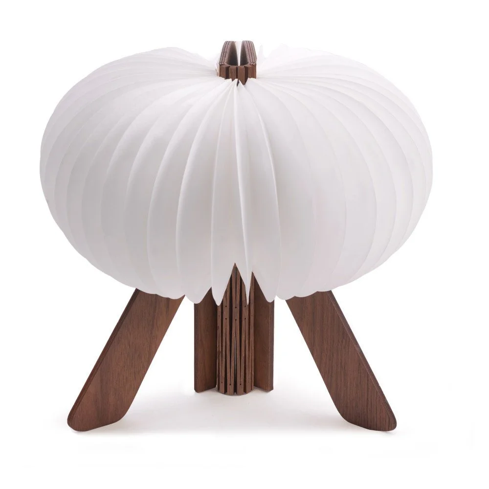 Hnědo-bílá skládací stolní lampa Gingko Space Walnut v:1134340
