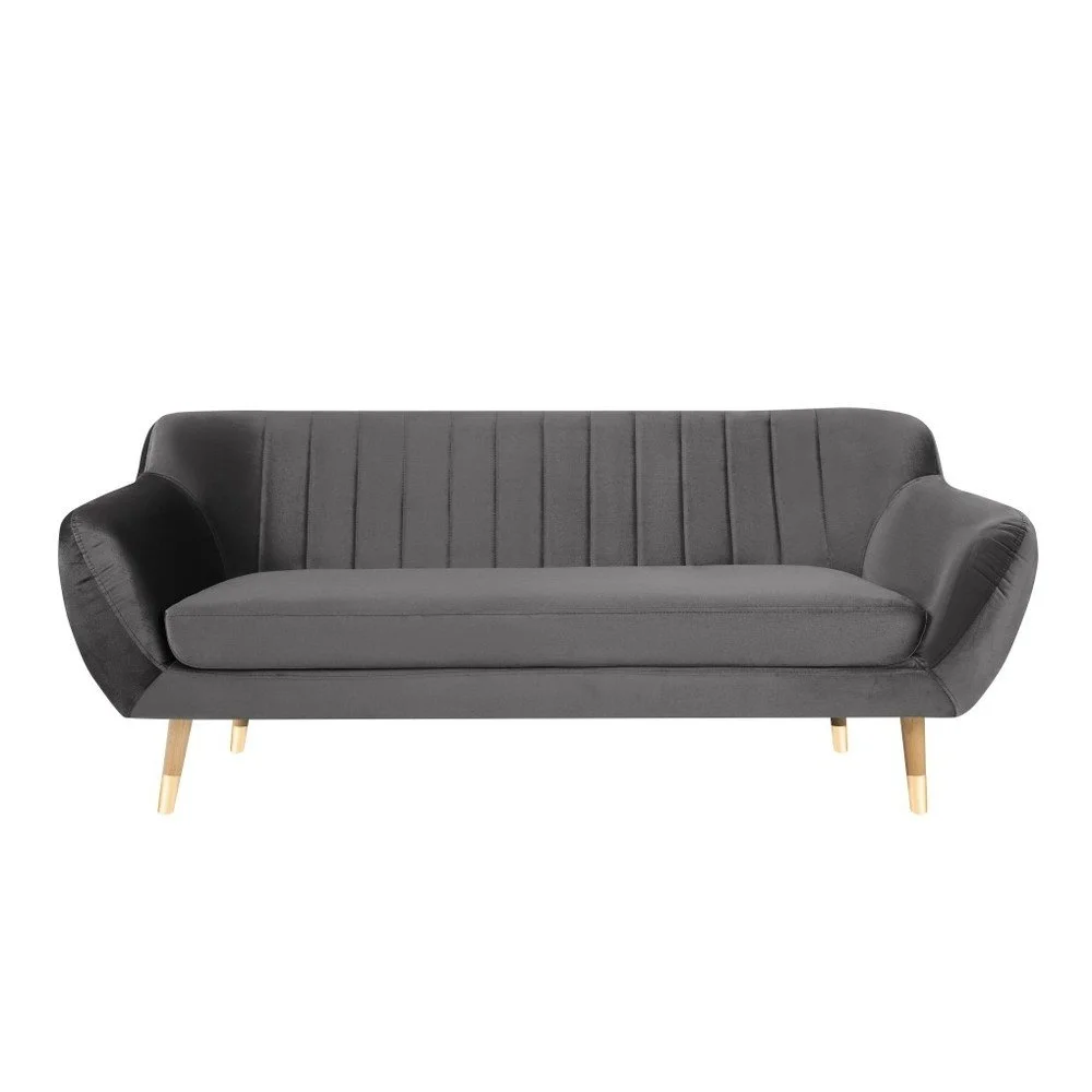 Šedá sametová pohovka Mazzini Sofas Benito, 188 cm v:1059548