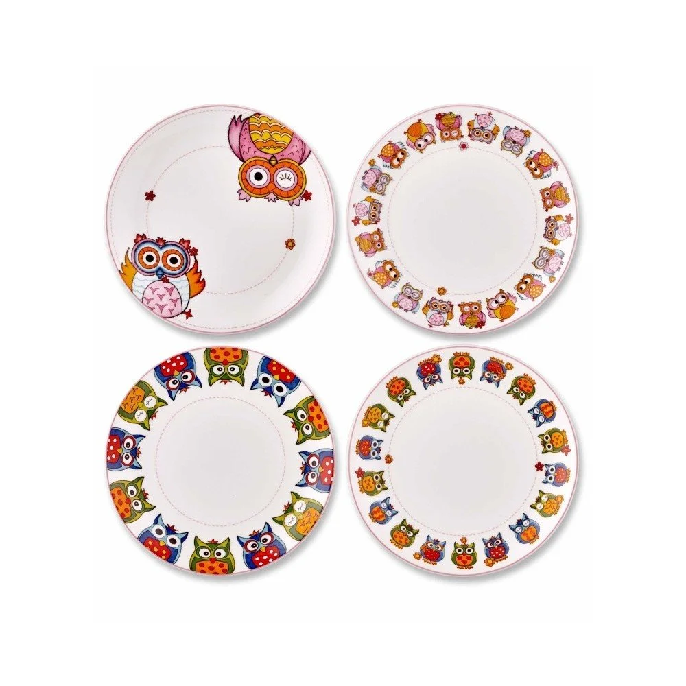 Sada 4 dezertních talířů z kostního porcelánu The Mia Owl Tea v:1150958