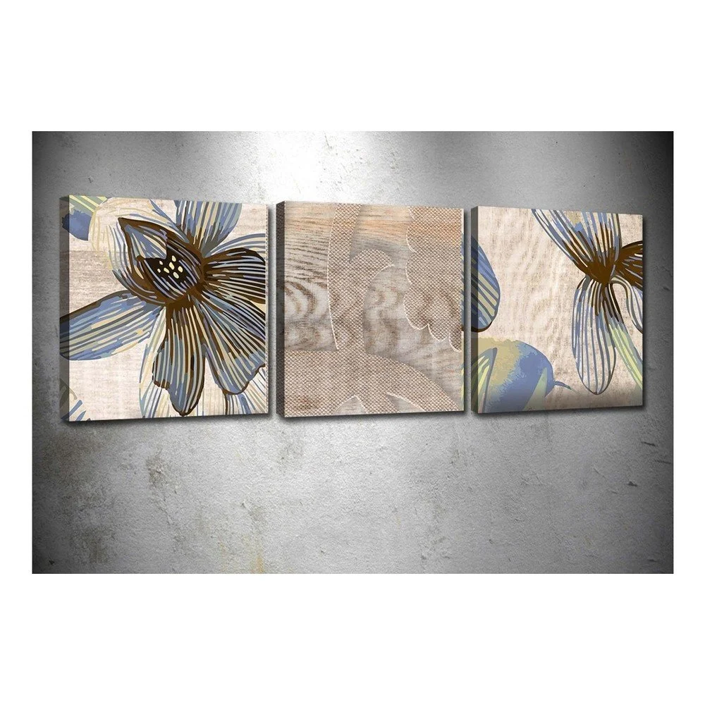 3-dílný obraz Wood Flowers, 30 x 30 cm v:955980