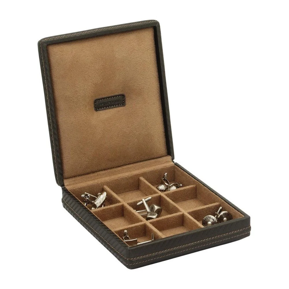 Hnědá etuje na manžetové knoflíčky Friedrich Lederwaren Carbon v:917200