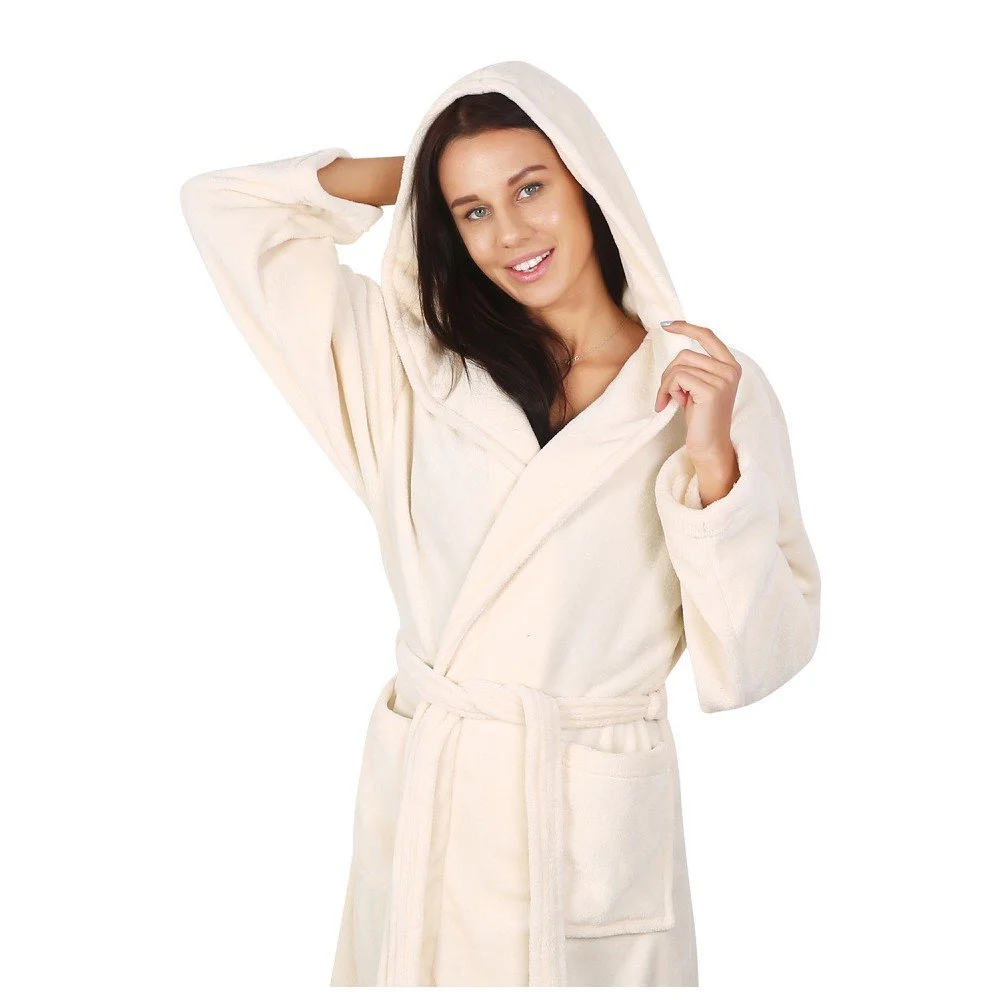 Světle béžový unisex župan z mikrovlákna DecoKing Robby, velikost S v:1077162